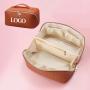 customized new arrival luxury portable pu large white leather travel toiletry storage makeup cosmetic bags with logo