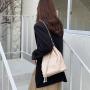 Japanese Nylon Shoulder Bag External Pocket Cool Girls Nylon Handbag Drawstring Design Women's Waterproof Bucket Bag