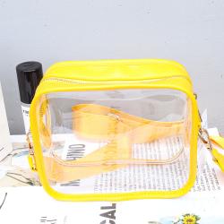 RTS Candy Color Cute Bright Yellow Transparent Clear PVC Women Handbags Fashion Tote Beach Bag Ladies Shoulder Bag for Gift