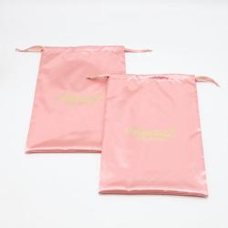 Custom Gold Logo Satin Drawstring Dust Bag Shoes Packaging Fashion Style Women Satin Dance Shoes Pouch