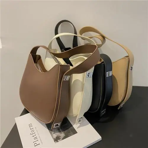 sac tendance 2024  Custom Fashion Handbag High Quality Pu Leather Women's Handbag Large Tote Lock Chain Shoulder Messenger Bags