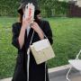 2024 New Lockbuckle Grass Woven Bags for Women Casual Simple Handbag Bucket Bag Elegant and Simple Single Shoulder Crossbody Bag