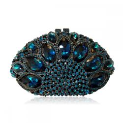 Diamond embellished luxury women's handbag party clutch bag handmade green evening bags rhinestone purses