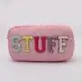 Keymay Stock Chenille Patches Toiletry Pouch Makeup Organizer Cosmetic Bag Cases Custom Premade Letters on Designer Makeup Bag