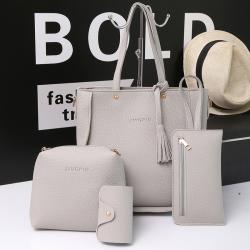 Fashion New Style Solid Color Bag Large Capacity Women's Rivet Four Piece Set Leisure One Shoulder Banquet Women's Bag