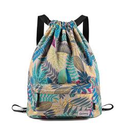 Gelory Custom Pattern Design Sport Swimming Yoga Polyester Drawstring Sport Backpack Bags Lightweight For Students Travel Camping