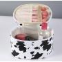 Wholesale Beauty PU Makeup Storage Bag Portable Waterproof Travel Custom Cow Pattern Print Cosmetic Bags