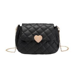 Heart-shaped embroidery bag 2024 ladies women's shoulder bag female casual mobile phone bag diamond lattice