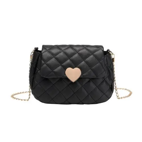 Heart-shaped embroidery bag 2024 ladies women's shoulder bag female casual mobile phone bag diamond lattice
