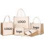 ZR892 ECO Laminated Jute Canvas Bag Burlap Reusable Linen Beach Bag Hessian Shopping Tote Bags Custom Logo Advertising Gift
