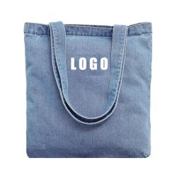 Factory Wholesale Women's Large Capacity Denim Shoulder Shopping Bag Simple Canvas Tote Bag
