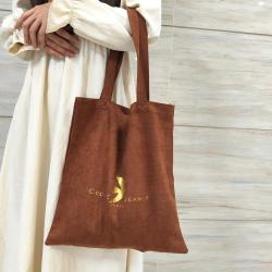 Promotion Custom Logo Printing Faux Suede Handle Shopping Bag Luxury Brown Velvet Travel Shopping Tote Bag