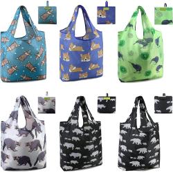 Wholesale Custom Printing Eco-Friendly Pouch Foldable Grocery Bags Reusable Folding Polyester Shopping Bags