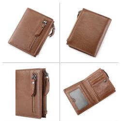 ZF252 RFID Anti-theft Brush Head Layer Cowhide Men Wallet Card Case Short Multifunctional Money Clip Daily Convenient