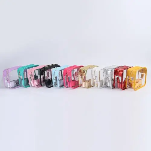 Keymay RTS 9 Multi Colors Designer Stadium Approved Clear Tote Bag with Zipper Closure Shoulder Messenger Girls Bags Crossbody