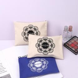 Eco-Friendly Organic Cotton Canvas Travel Cosmetic Bag Custom Screen Printing Canvas Makeup Pouch