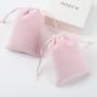 Custom Emboss Logo Velvet Earring Ring Jewelry Drawstring Pouch Small Pink Eyelash Brush Cosmetic Velvet Bag