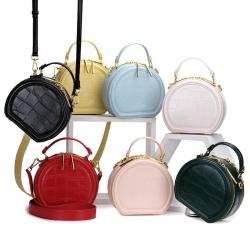 2024 Custom Logo Crocodile Vegan Leather Round Bag Handbag For Women Circle Purse