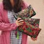 ZR778 Women's Clutch Bags Ethnic Style Embroidery Wallet Long Handbag Cloth Zipper Coins Wallet Purse Stylish Mobile Phone Bag