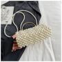 Summer popular hollow out plastics pearl bag ladies handbag chain shoulder crossbody bag for girls