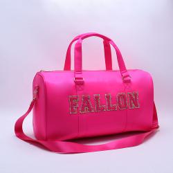 Keymay Custom Logo Embroidered Letters Duffle Bag Waterproof  Nylon Overnight Luggage Weekend Bag Travel Gym Duffel Bag