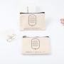 Custom Logo Printed Natural Canvas Sunglasses Pouch Makeup Cotton Zipper Cosmetic Bag