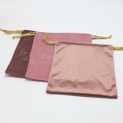 Customized Large Soft Velvet Packaging Bag For Handbag Luxury Drawstring Velvet Travel Clothes Storage Pouch