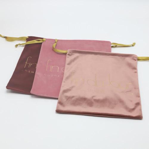 Customized Large Soft Velvet Packaging Bag For Handbag Luxury Drawstring Velvet Travel Clothes Storage Pouch