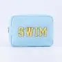 Keymay Wholesale  Embroidered Letter Patches Makeup Cosmetic Organizer Travel Nylon Zipper Waterproof Girls Custom Cosmetic Bag