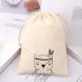 Custom Logo Printed Cotton Drawstring Building Block Toy Storage Bag Organic Muslin Cotton Gift Packaging Pouch