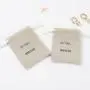 Recyclable Screen Printing Velvet Jewelry Drawstring Bag Beige Velvet Gift Pouch