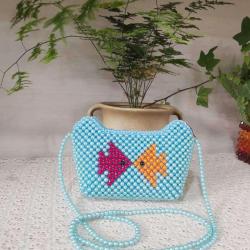 Random colors Fashion Girls Bow Cat Shape Coin Purse Messenger Portable Handmade Seed Bead Coin Purse