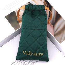 Custom Logo Printing Quilting Thick Satin Sunglasses Jewelry Packaging Bag Drawstring Satin Lipstick Storage Pouch