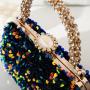 Retro 2024 new fashion female evening bag clutch sequins banquet diamond handbag small square bag