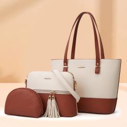 2024 Atmospheric Set Bags Color Collision Three Piece Set Single Shoulder bag Messenger bag Women's Handbags Factory Wholesale