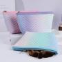 Personalized Gradient Color Cosmetic Bags Travel Waterproof PU Leather Cosmetic Organizer Toiletry Pouch Bag