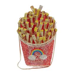 xinyu New Designer Rhinestone Clutch Bag Party French Fries Women Evening Bag Purse Bags Crystal Clutch