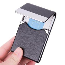 ZF364 Custom Logo Business Card Case Metal Credit Card Gift Box For Men Pu Leather Name Card Holder with Magnetic Shut