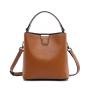 OEM Luxury Designer Casual Bucket Handbag for Women Striped Crossbody Shoulder Bag with Leather and Lock Decoration