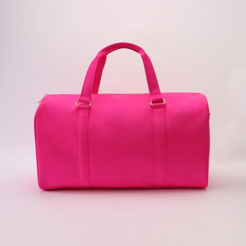 No MOQ High quality Fluorescent Red Travel Bag Weekend Women Pink Gym Sports Overnight Travel Duffle Bags