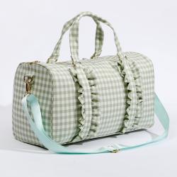Wholesale Custom Large Capacity Weekend Travel Bag Gym Women Sports Bag Cute Lace Gingham Duffel Bags