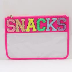 Keymay No MOQ Custom Personalized Letter Snack Makeup Bag Multicolor Travel Stadium Clear Pouch Transparent Pvc Cosmetic Bag