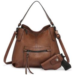 Realer 2022 brand designer fashion women office hobo handbags PU leather casual tote hand bag with holster ladies gun bags
