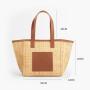 Custom Ladies Bag Factory Summer Design Women Purse Beach use Straw Fabric ladies Leather Single Shoulder Bag Leather Tote Bag