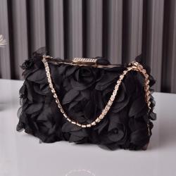 NEW Design Fashion Women's chiffon rose flower clutch bag handbag Party Evening Bag Wedding Clutch Purse Bag