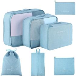 Wholesale Suitcase Storage Bags 7pcs Travel Luggage Organizer Packing Cubes Set with Shoe Bag and Toiletry Bag
