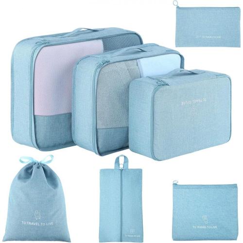 Wholesale Suitcase Storage Bags 7pcs Travel Luggage Organizer Packing Cubes Set with Shoe Bag and Toiletry Bag