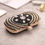 Fashion champagne chain shoulder party handbag pearl evening clutch bag beaded bags for women
