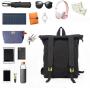 CHANGRONG Custom Black Recycle Canvas travel roll top backpack Bag