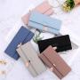Frosted Leaf Buckle Ladies Purses Wallets Large Capacity Women Wallet Luxury Ladies Purse Pure Color Custom Wallet